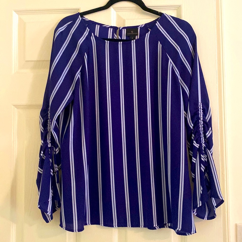 Sheer blouse with bell sleeve and tie detail